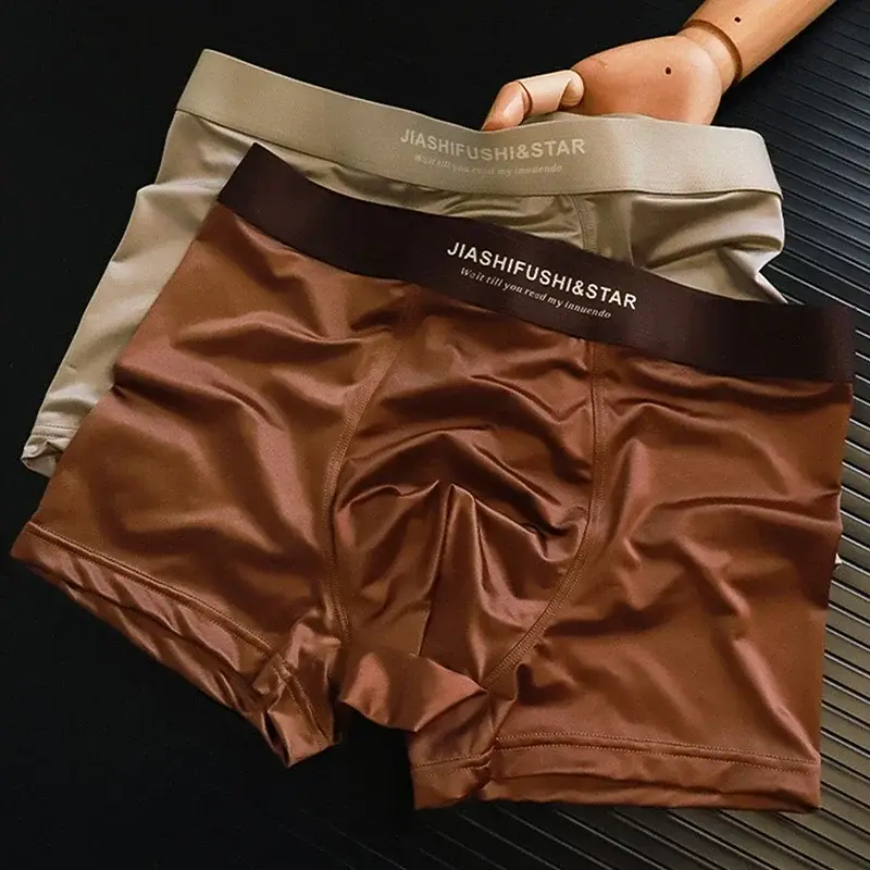 4 Stück/Los atmungsaktive Faser-Boxhose für Herren, bequeme, atmungsaktive Unterwäsche, Strickstoff mit mittlerem Stretch, einfarbig — image 2