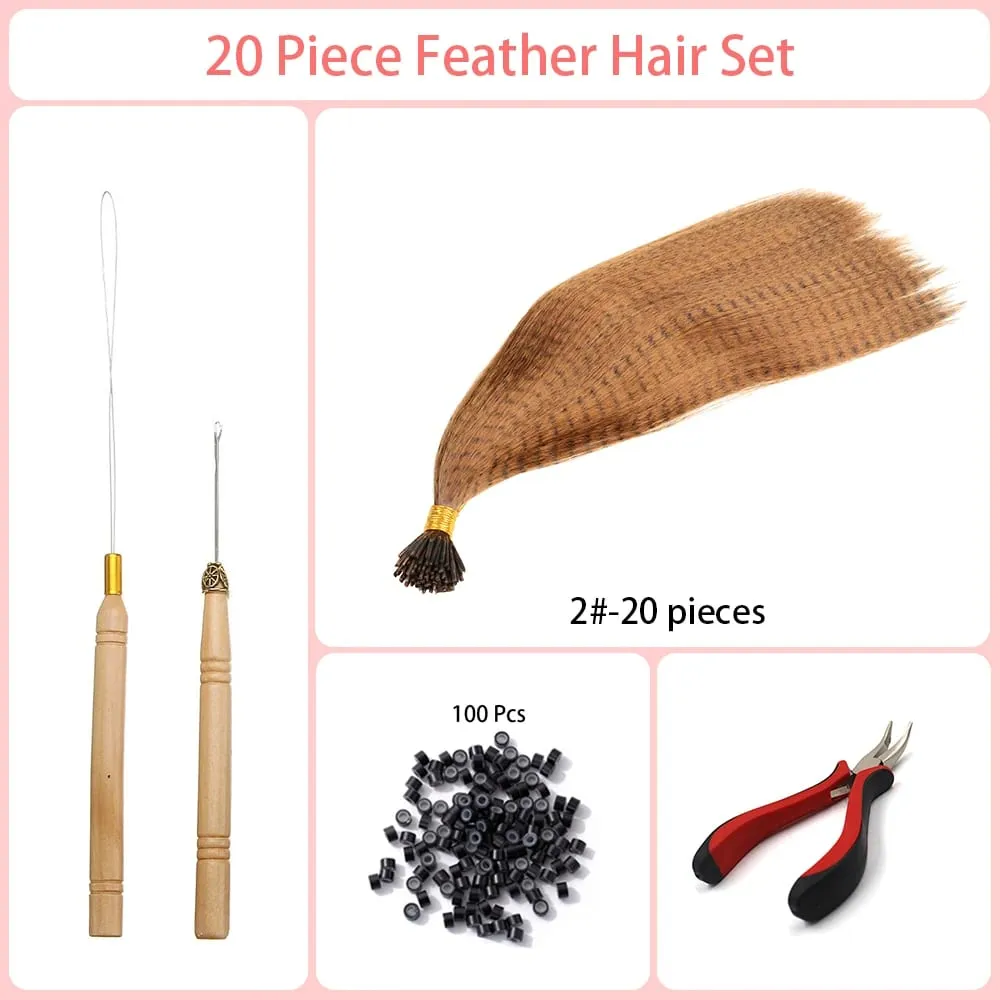 Estensioni dei capelli sintetici colorati I-Tip in piume finte 16 "20 fili/pacco Accessori per parrucche in fibra resistente al calore da donna
