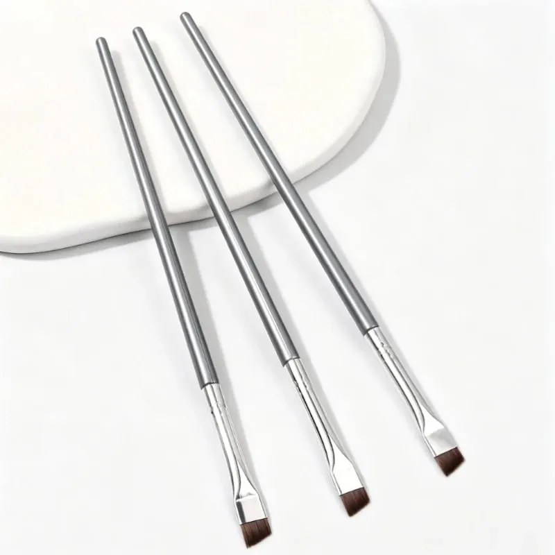 3 Silver Superfine Eyeliner Brushes Soft Brush Eyebrow Brush Portable Multi-Function Makeup Tools — image 5