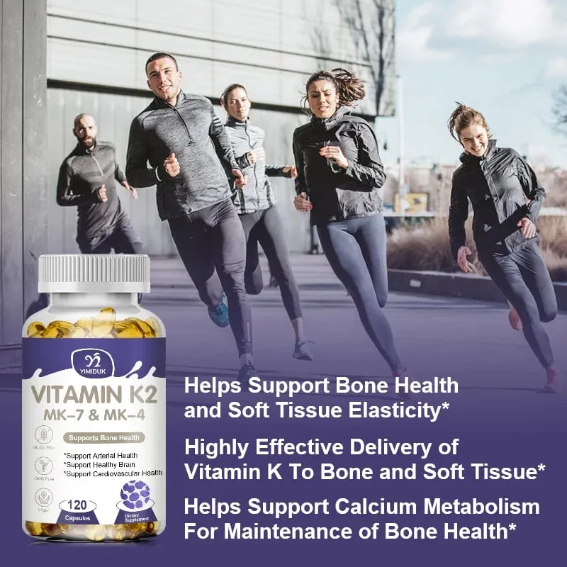 Vitamina K2 (MK7 e MK4) con supplemento D3: supporta ossa forti e cervello sano e salute cardiovascolare