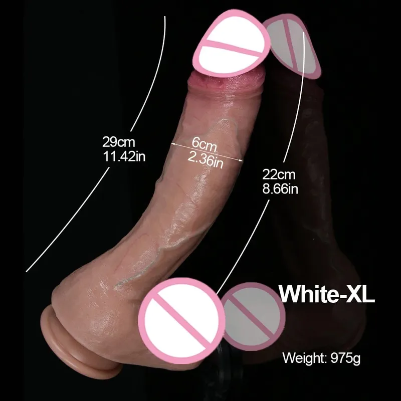XXL Weißer realistischer Silikondildo, weicher Schwanz, Saugnapf, Penis, Analsexspielzeug, Damen-G-Punkt-Stimulator mit gebogenem Schaft und Kugel — image 10