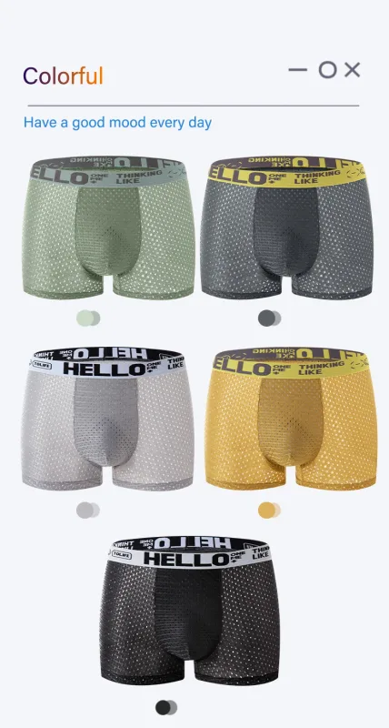 Mens Ice Silkตาข่ายชุดชั้นในฤดูร้อนBreathableตาข่ายCool Boxer Boxerกางเกงขาสั้นสำหรับชาย 45-90KG Anti-แบคทีเรียบางกางเกง