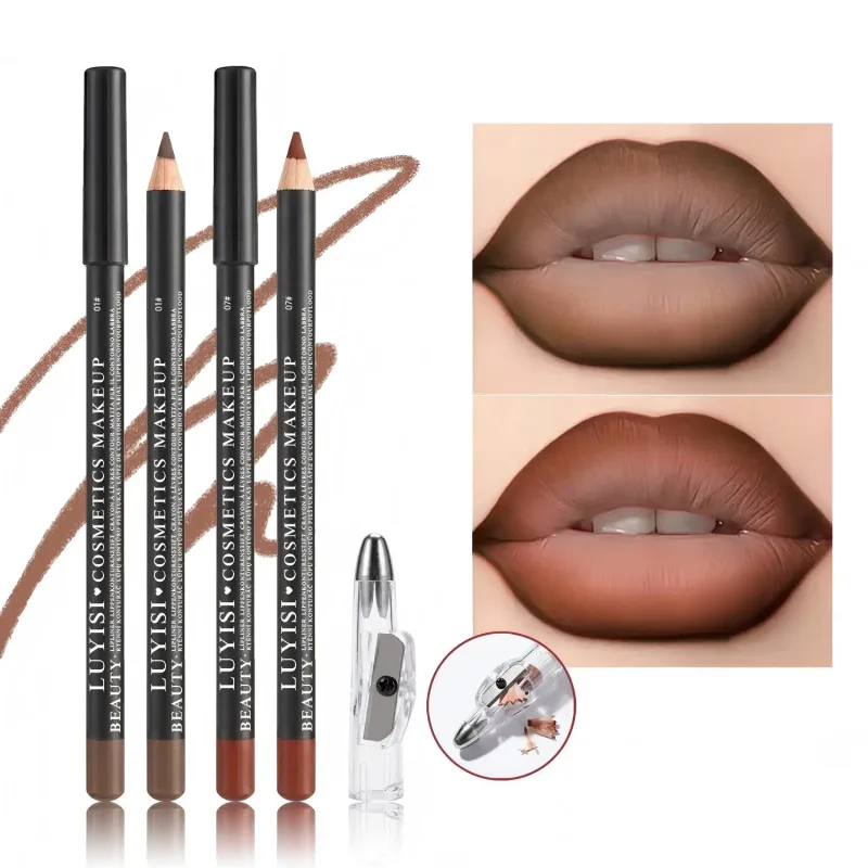 Set professionale di matite per labbra con temperamatite 2 matite per labbra impermeabili + 1 temperamatite Velluto opaco a lunga tenuta a prova di trasferimento — image 3