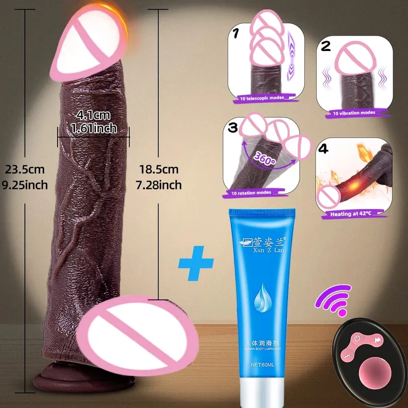 Realistico vibratore vibratore telescopico riscaldamento pene telecomando cazzo spinta grosso cazzo masturbazione per donne giocattoli sessuali per adulti — image 18