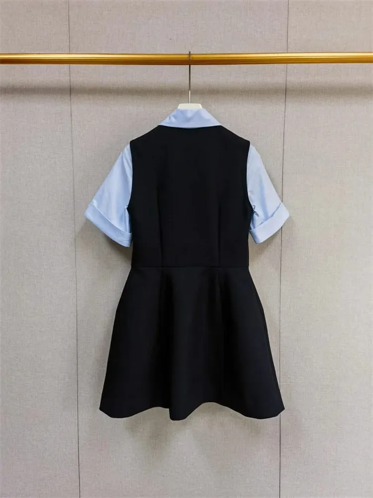 26 Early Spring Design Three Dimensional Cutting Color Blocked Women's Shirt Dress — image 4