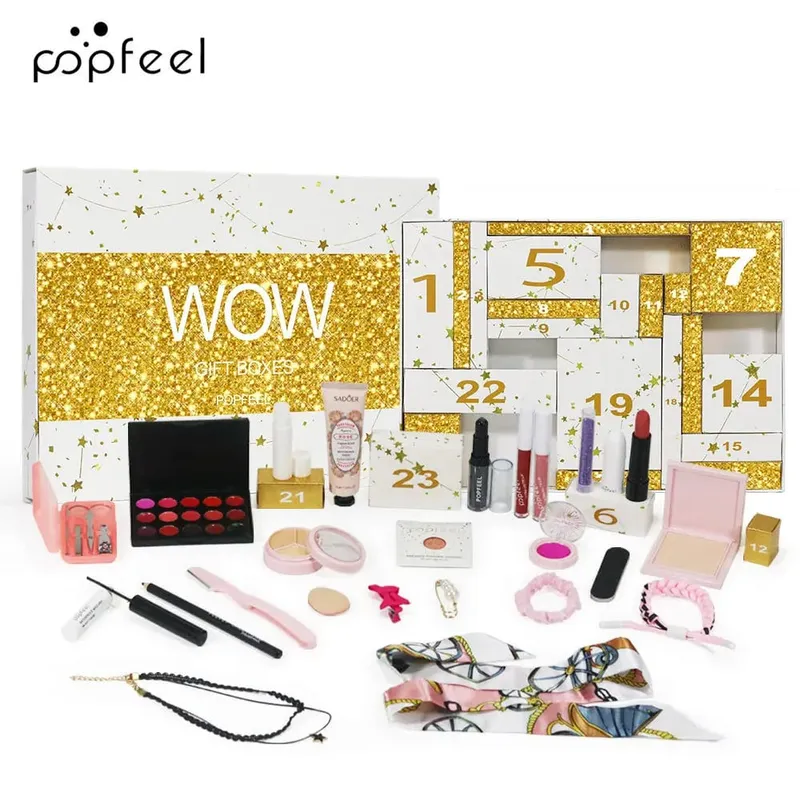 Calendrier de l'avent beauté 24 jours, ensemble de maquillage, compte à rebours de noël, brillant à lèvres, rouge à lèvres, cosmétique, 24 pièces — image 2