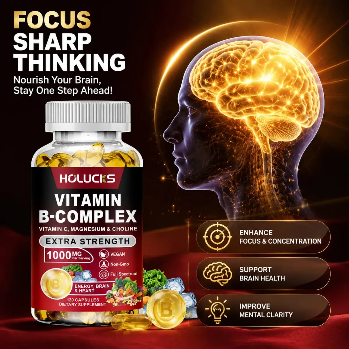 Suplemen Vitamin B Kompleks Yimiduk Premium dengan Biotin & Folat untuk Menggalakkan Kulit Rambut yang Sihat & Keseimbangan Hormon Vegan — image 4