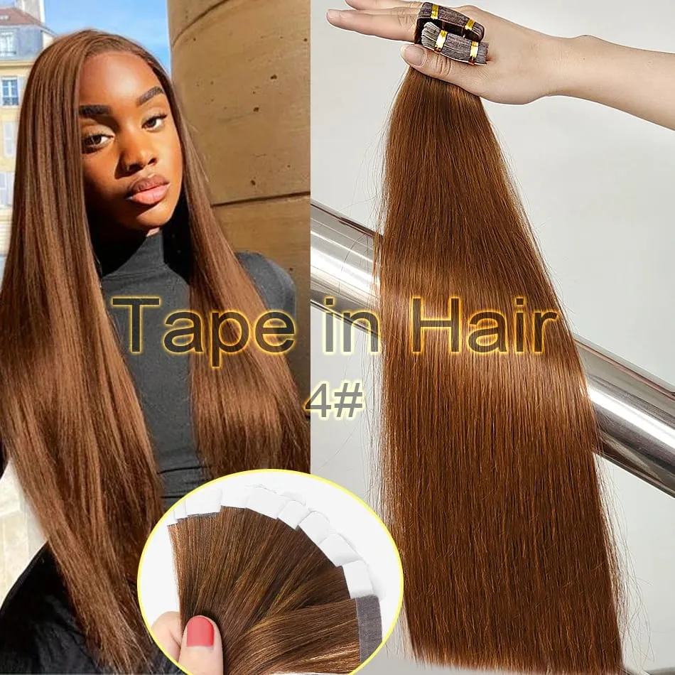 Nastro adesivo all'ingrosso europeo a doppio disegno nelle estensioni Nastro Remy allineato con cuticole invisibili nelle estensioni dei capelli 100% capelli umani — image 12
