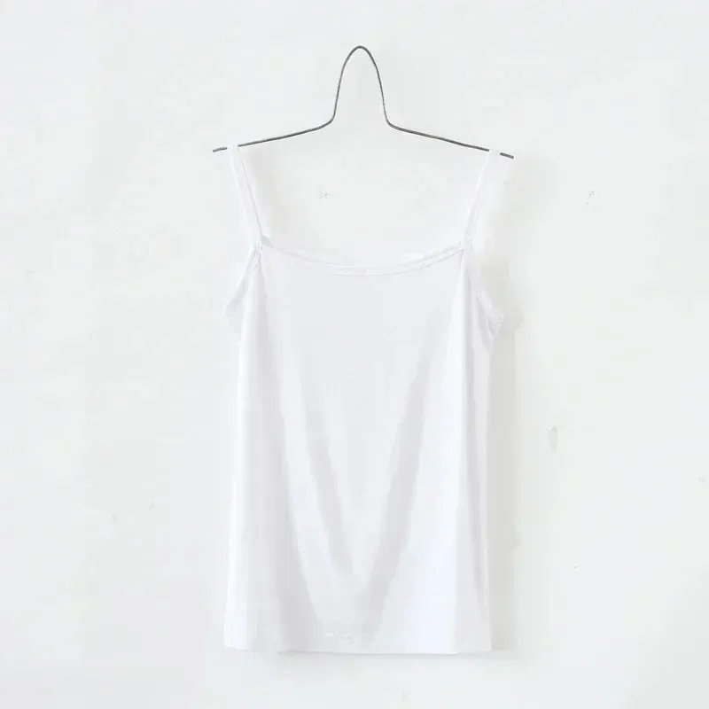 Basic Camisoles ผู้หญิง Crop Tops เสื้อแขนกุด Bralette Tops สีทึบผอมเสื้อกั๊กหญิงกระชับสัดส่วนถัง Bra ชุดชั้นใน — image 11