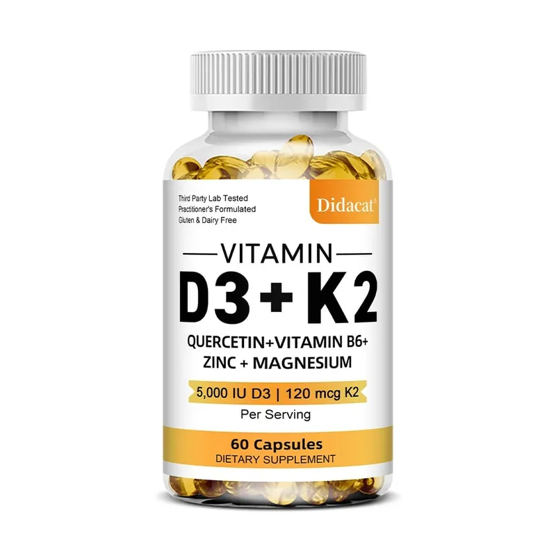 Integratore alimentare di vitamine D3 + K2 - Supporto per la salute delle ossa e del cuore Aiuta a regolare il metabolismo del calcio - 120 capsule molli — image 8