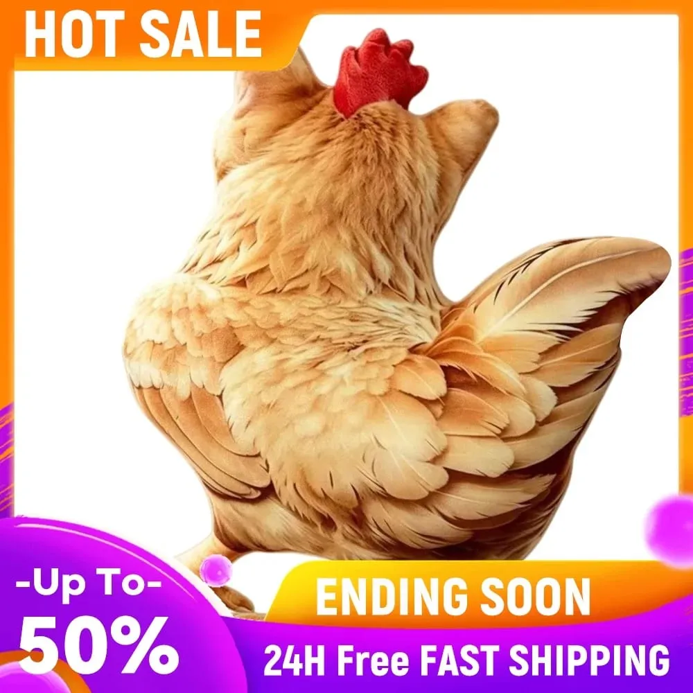 Cat Chicken Funny Novelty Soft Plush Pillow Cute Animal Stuffed Sofa Cushion 3D Orange Tabby Kitten Doll