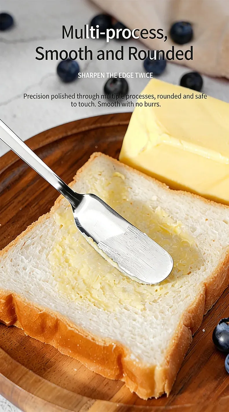 Penyebar Mentega Keju Keluli Tahan Karat - Pisau Serbaguna untuk Sandwic Jams Perasa Roti & Pembuka selera Pati Dapur — image 7