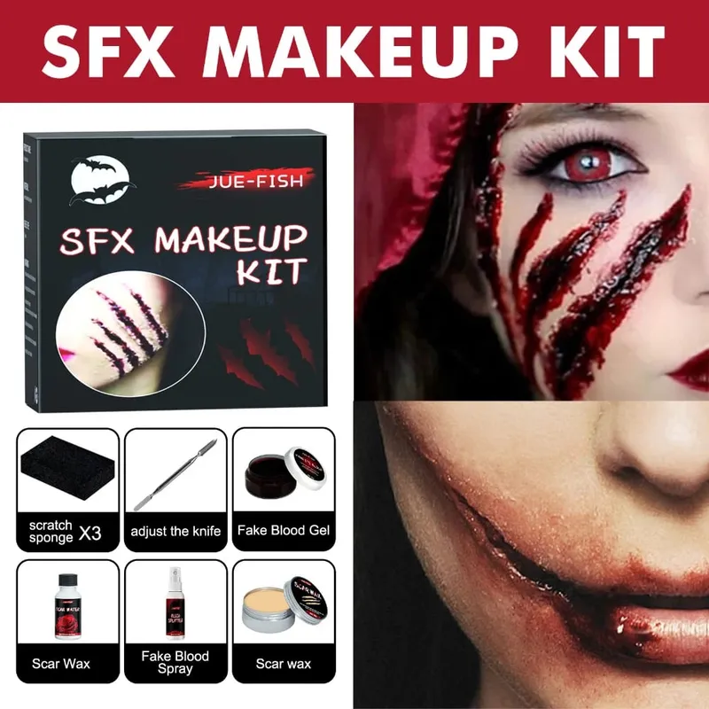 Ensemble de peinture de visage d'halloween, sac de maquillage, effets spéciaux, Halloween horreur Cosplay, cire de peau, peinture de cicatrices Plasma, outils de maquillage — image 2
