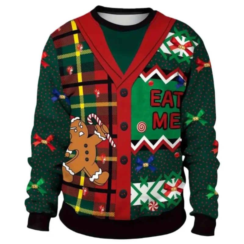 Pull de Noël drôle pour hommes et femmes, sweat-shirt de noël avec graphique laid Y2k, pour fête de vacances, vêtements amples pour hommes — image 11
