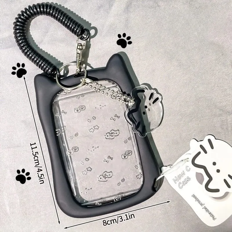 Niedliche Fotokarten-Schlüsselanhänger-Hülle – durchsichtiger PVC-Kartenhalter mit Schlüsselring für Rucksack, schützende Präsentationshülle für Idol-Foto, Geschenk für Fans und Sammler