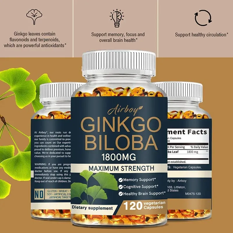 Ginkgo Biloba Capsules - Boost Brain Improve Memory and Cognitive Abilities Improve Blood Circulation — image 5