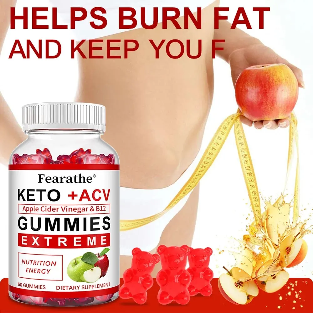 Fearathe Slimming Keto Aceto di mele Gummies Integratore Perdita di peso Riduce l'ansia e lo stress Aumenta il sistema immunitario — image 2