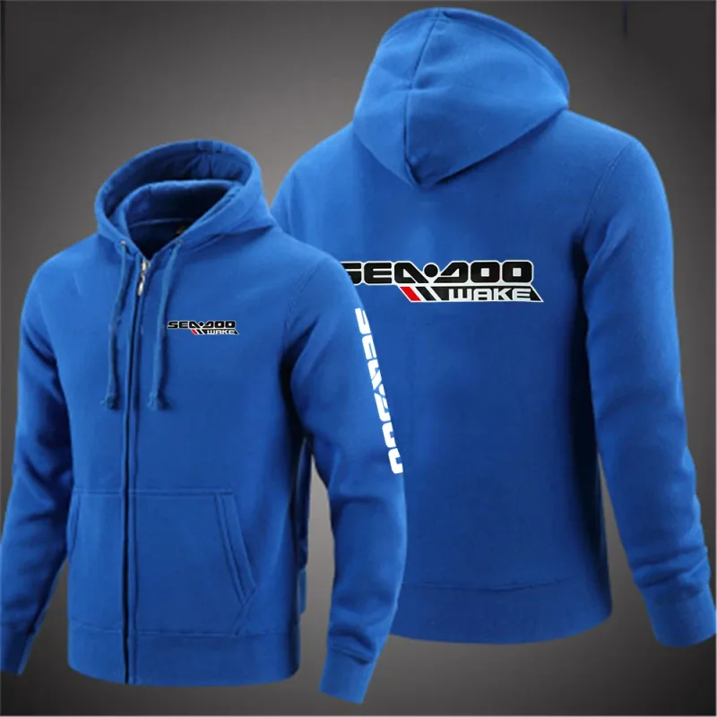 Sea Doo Seadoo Moto 2023 hommes nouveau manches longues coton couleur unie fermeture éclair sweats à capuche pour couple personnalisé sweat à la mode hauts — image 11