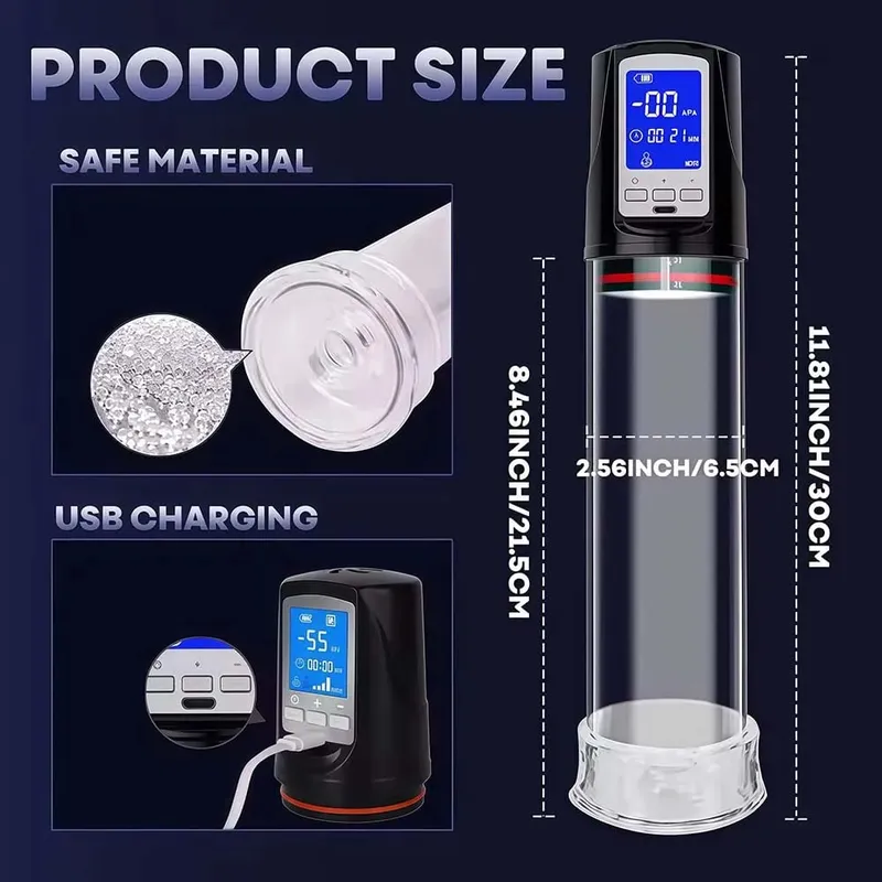 Bomba de pene eléctrica automática, masajeador de succión al vacío masculino, retraso de ampliación, pantalla LED, masturbación, Juguetes sexuales para adultos para hombres — image 3