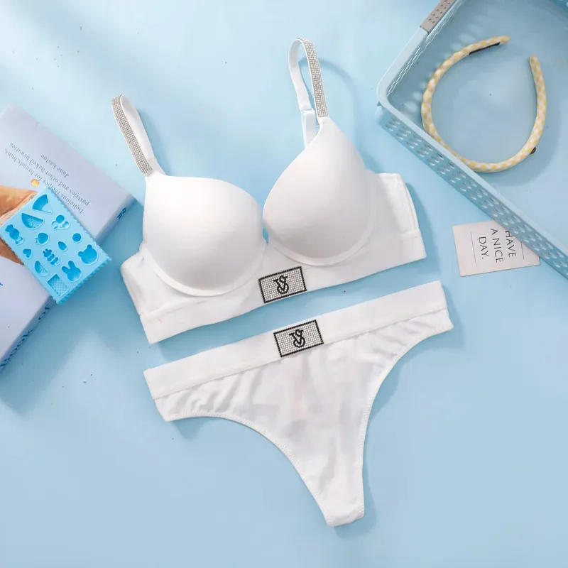 Victoria Secret Very Sexy Logo Shine Strap Push Up Bra Shine Script Thong Panty Women Lace Lingerie Set Hot Trending — image 5