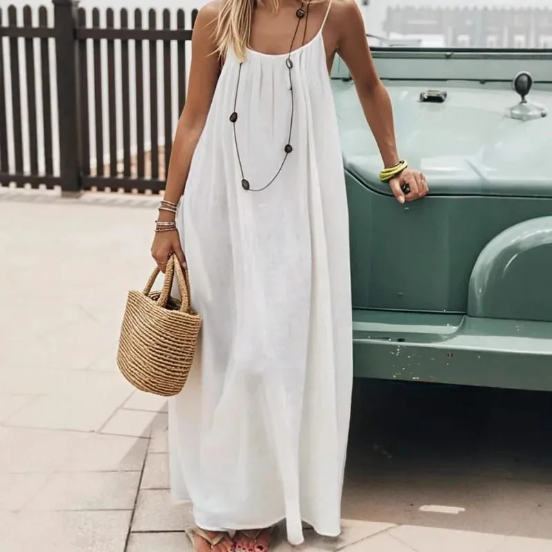 New Arrival Women's Strapless Backless Long Loose Home Dress Comfortable Sleepwear Casual Maxi Dress — image 9