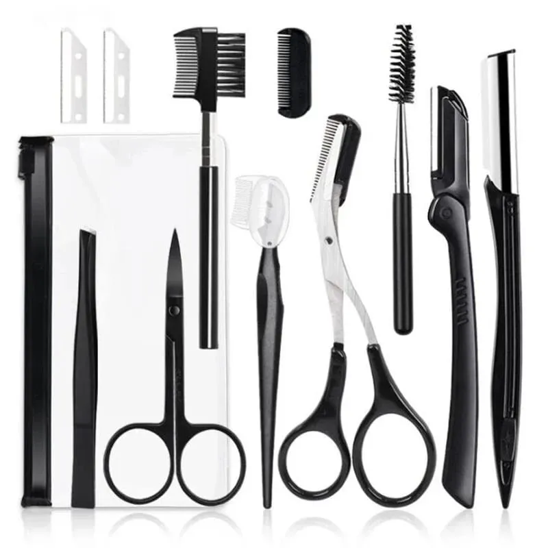 4/11/12 Pcs Nuovo Rasoio Sopracciglia Set Forbici Pinzette Rasoio per Sopracciglia Raschiando Pettine per Sopracciglia Rasoio Sopracciglio Clip di Strumenti di Trucco Set — image 8