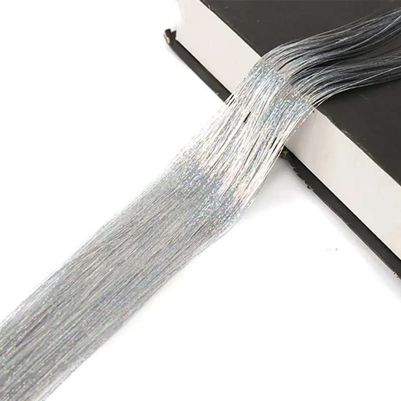 Syntetické 6ks Sparkle Lesklé Tinsel prodlužování vlasů Barevné dlouhé rovné Tinsel Kit 1200 pramenů Příčesek pro dívčí párty — image 6