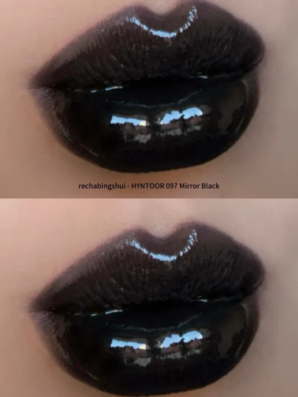 Hyntoor Black Lipgloss Glitter Gothic Gincu Set Dwi Warna Perak Matte Berkhasiat Dark Satin Metalic Kesan Berasap Harian — image 2