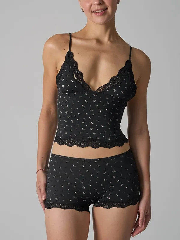 สีชมพูลูกไม้ Trim Bra ชุดผู้หญิงเซ็กซี่สามเหลี่ยมถ้วย Bras + ต่ำเอวกางเกงนักมวยนุ่มสบายชุดชั้นใน 2 ชิ้นชุด — image 14