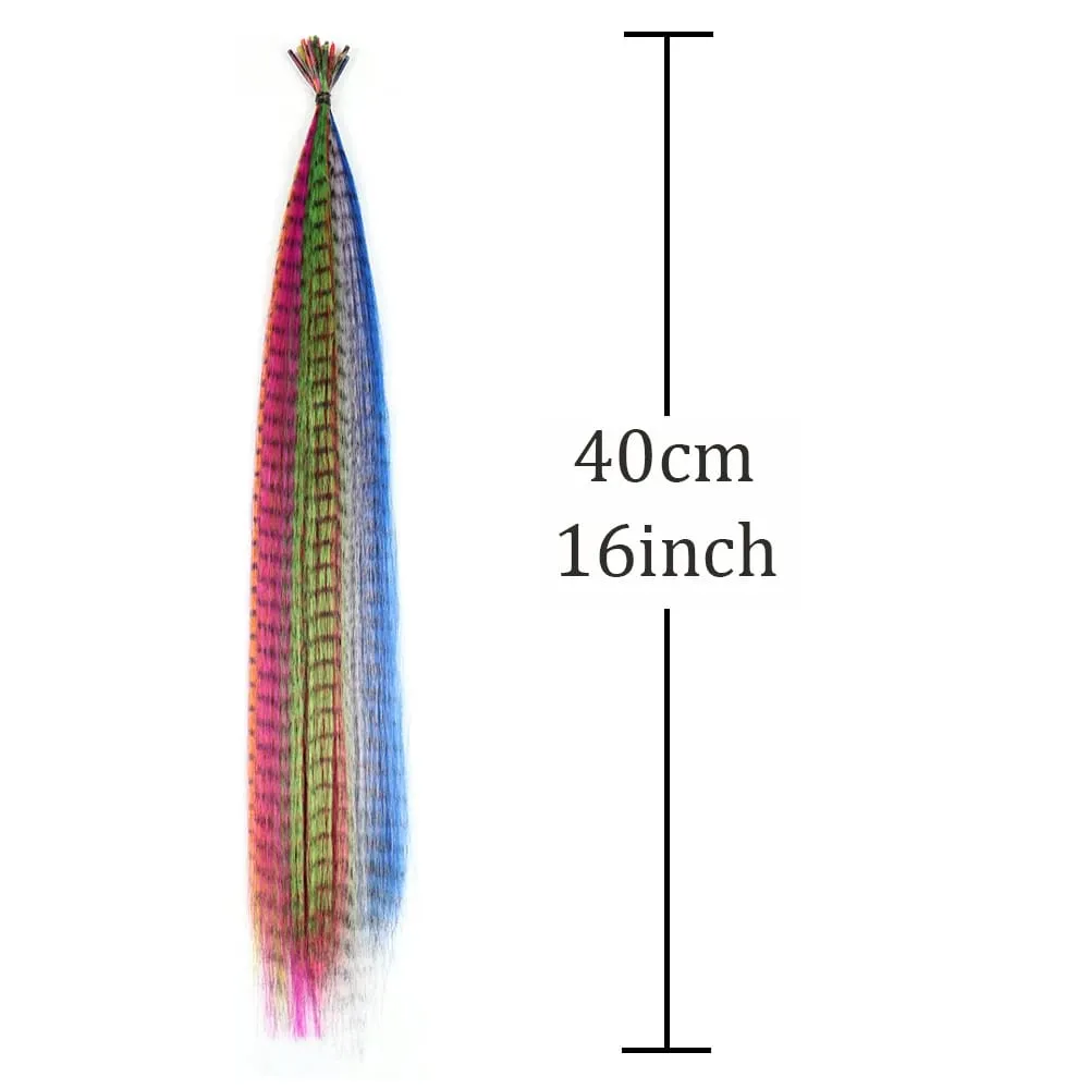 Synthetic Colored for Hair Feather Extensions 20 30 40 50 Pieces Tip 16inch Synthetic Hairpiece Zebra Feather Hair Extensions — image 3