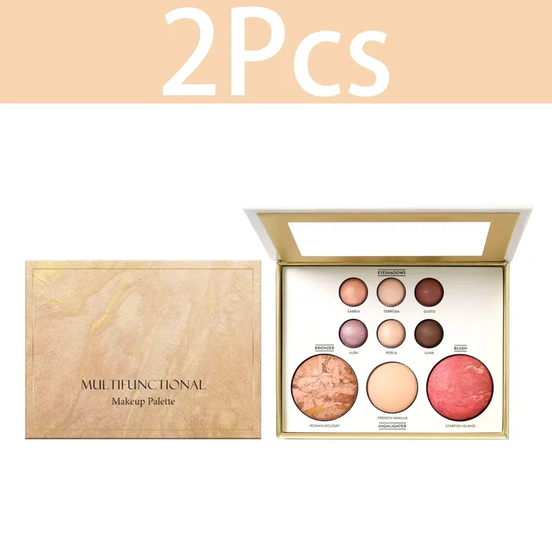 Paletka makeupu Zvýrazňovač očních stínů Blush Bronzer All-in-One Paletka na obličej Třpytivá matná cestovní velikost kosmetická sada Vánoční dárek — image 8