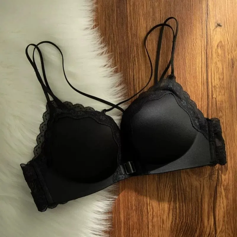 Busto piccolo Gancio anteriore Reggiseno push up senza fili Spalline sottili Beauty Back Anti-Cedimento Supporto seno laterale Reggiseno da donna S-XL — image 1