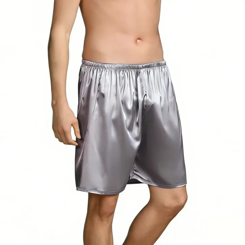 Pantalones cortos de satén y seda helada para hombre, ropa interior ligera, suave, cómoda, transpirable, absorbe el sudor, informal, para dormir, 1 ud.