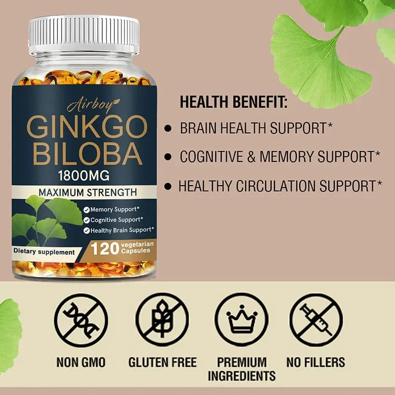 Ginkgo Biloba Capsules - Boost Brain Improve Memory and Cognitive Abilities Improve Blood Circulation — image 6