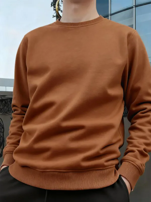 Jersey de cuello redondo para hombre, sudaderas grandes de Color sólido, camisetas para correr al aire libre para primavera y otoño, sudaderas con capucha informales para hombre, ropa de calle — image 6