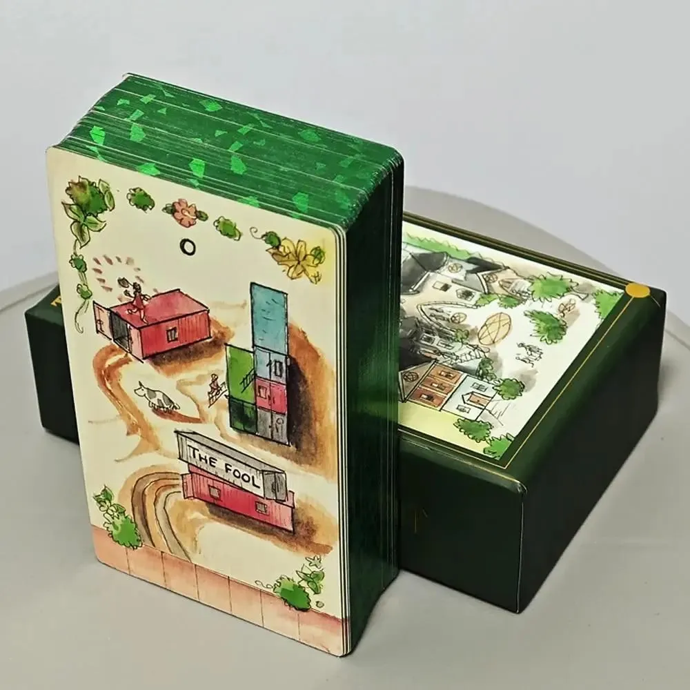 12*7cm The Housing Tarot Deck 78 Pcs Daily Tarot Cards Printed on 350GSM Cardstock Packed In Rigid Box with Green Gilded Edges — image 6