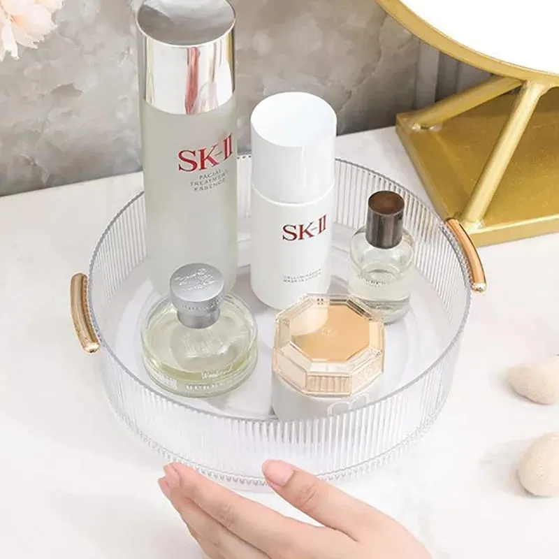 360 ° หมุนได้อะคริลิโปร่งใสที่จัดแต่งหน้าเครื่องสำอางเครื่องมือกล่องเก็บแปรงแต่งหน้าออแกไนเซอร์ตะกร้าเก็บออแกไนเซอร์ — image 4