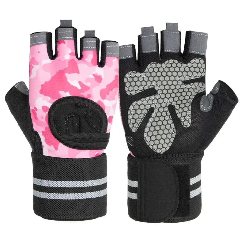 Anti SLIP Shock Breathable Half Finger ถุงมือ Breathable ถุงมือขี่จักรยานฟิตเนส GYM เพาะกาย Crossfit การออกกำลังกายถุงมือกีฬา