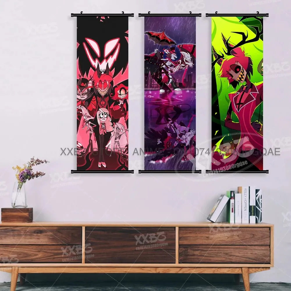 Simple Black Comedy Hazbin Hotel Home Decoration Hanging Painting Cartoon Wall Artwork Scrolls Picture Room Canvas Print Posters — image 3