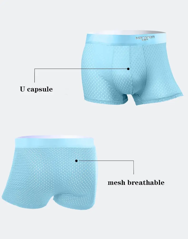 5 stuks heren boxershorts ijszijde ondergoed grote maten onderbroeken koel ademend sexy slank slipje mesh lingerie groothandel veel 3256809239733736 — image 2