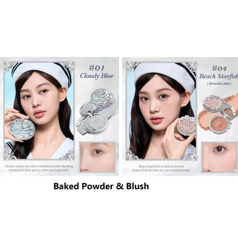 Σετ δώρου μακιγιάζ Flowerknow Shell's Jewel Eyeshadow Blush Lip Glaze Setting Powder Correcting Primer For Women Full Kit — image 8