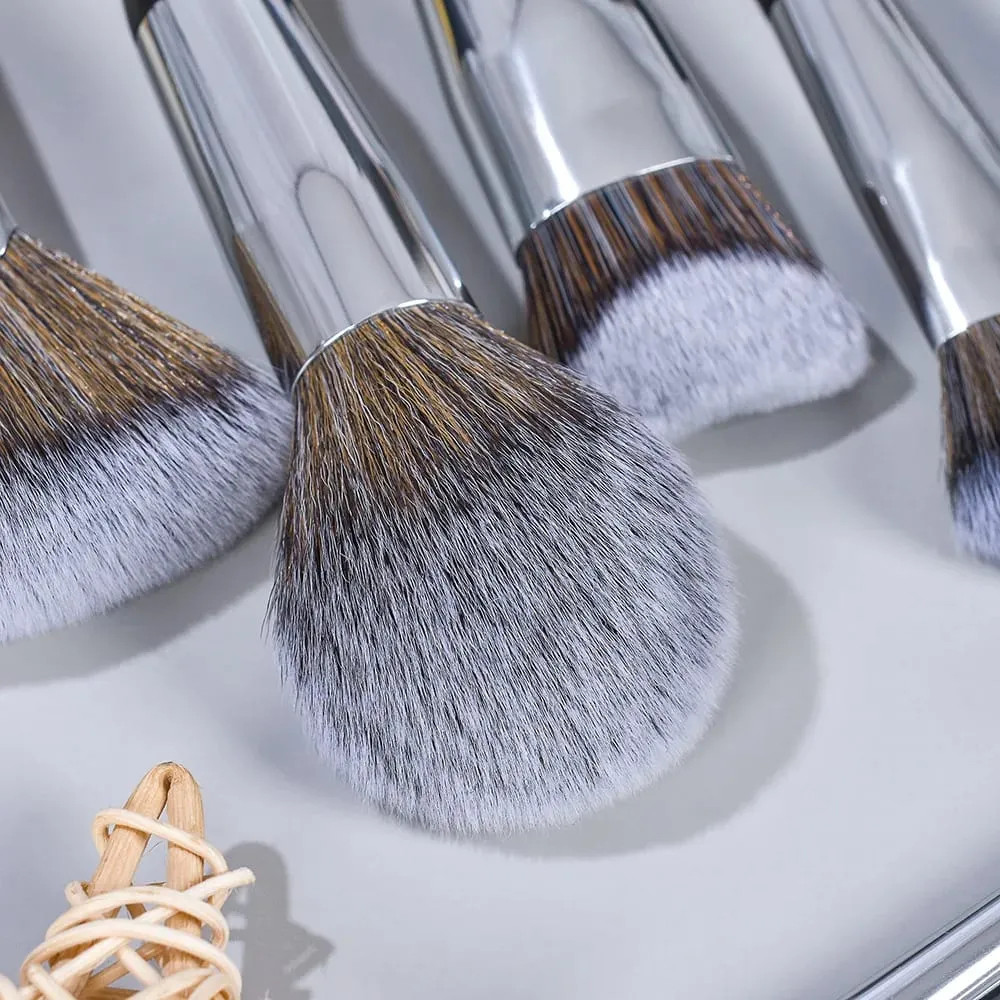 Black Makeup Brushes Private Label Powder Foundation Blush Eyeshadow Make Up Brush Set Natural Hair Brochas Wholesale 5Sets — image 5