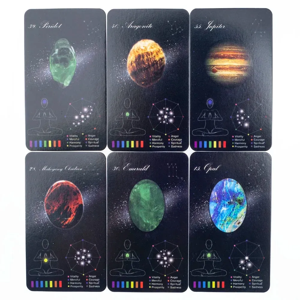 Kad Penyembuhan Kristal Dek 60 Kad dengan Kad Zodiak Kristal dan Oracle untuk Permainan Papan Keluarga Ramalan Ramalan Nasib — image 5