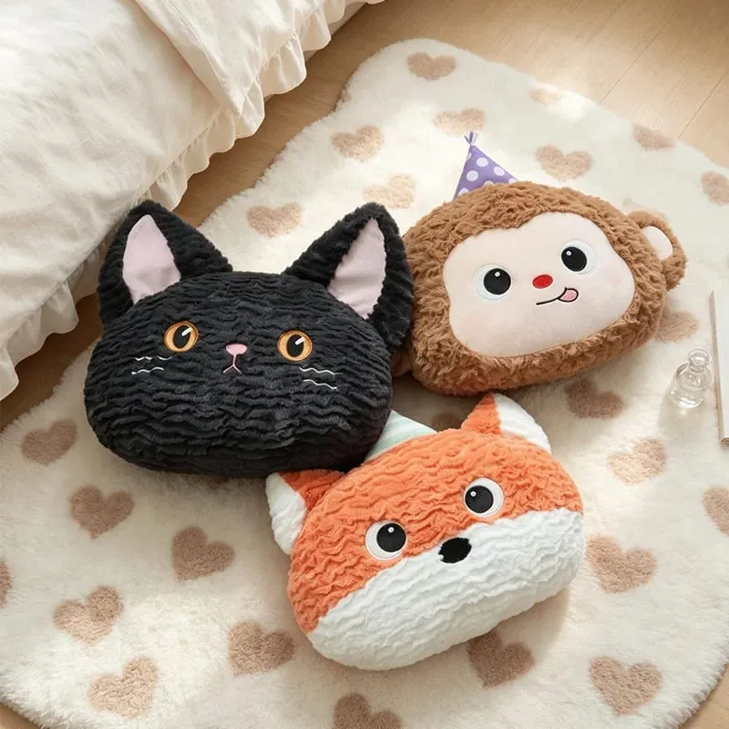 Cute Cartoon Animal Plush Pillow Soft Fluffy Pig Frog Cat Fox Sheep Kawaii Stuffed Cushion For Sofa Bedroom Home Decor Gift — image 7
