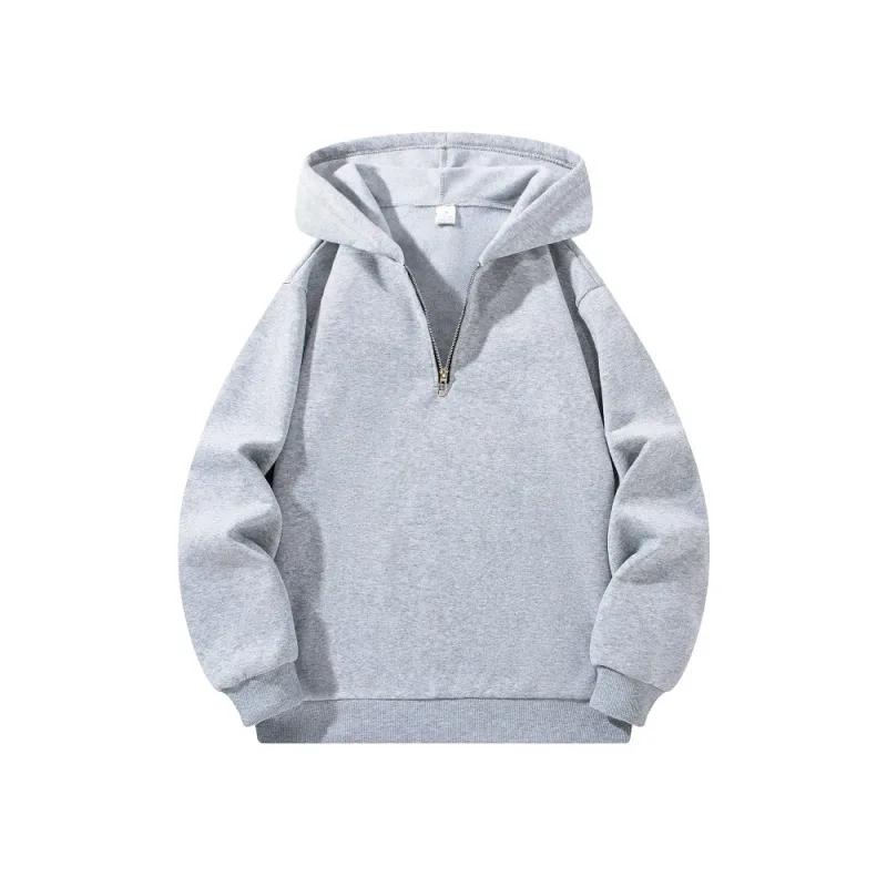 Männer Halb Zipper Mit Kapuze Hoodies Neue Einfarbig Langarm Sweatshirts Herbst Lose Sport Warme Sweats Mode Casual Pullover — image 3