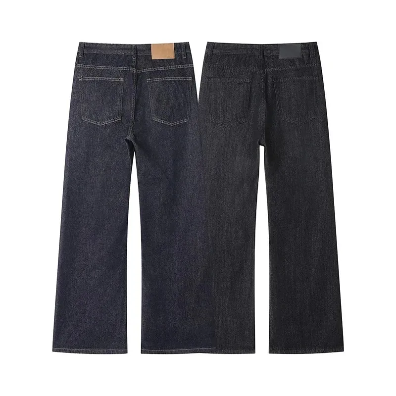 Neue Y2K Mann Hosen Vintage Denim Fünf Taste Niet Verstärkt Waschen Gerade Bootcut männer Jeans Casual Streetwear — image 3