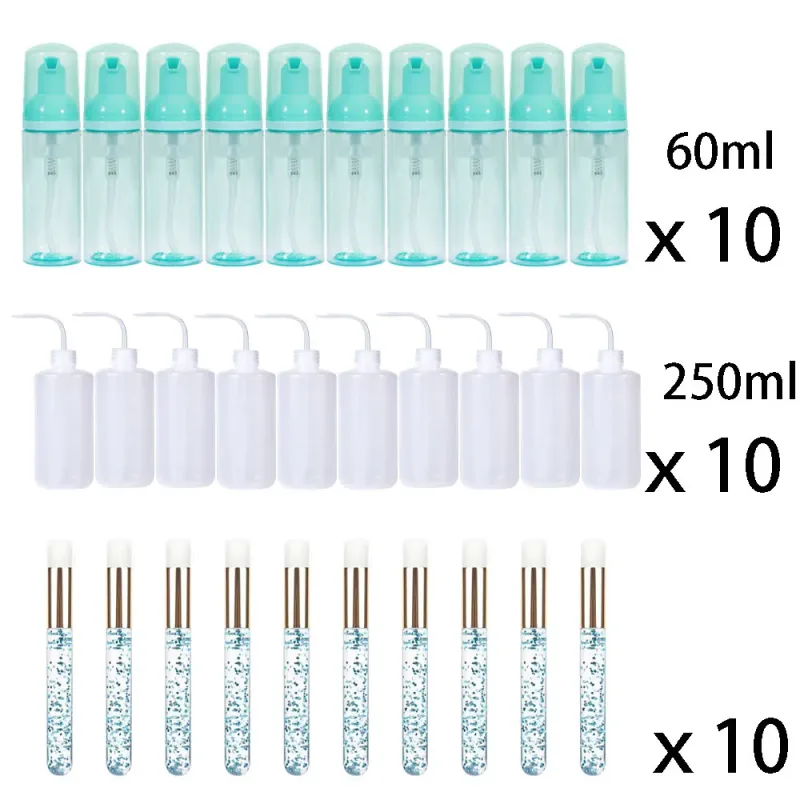 60ml Genopfyldelig lækagefri tomme skummoussepumpeflasker Lash Extension Cleansing Kit Blød børste 250ml skylleflaske Skønhedsværktøj — image 9