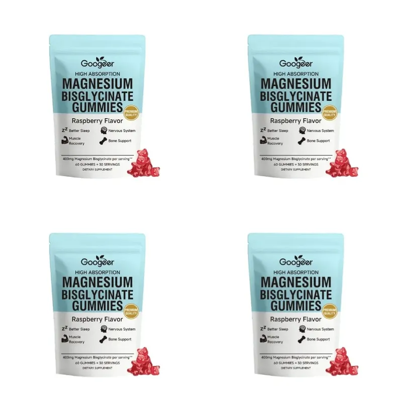 Gomas de bisglicinato de magnésio 400 mg sabor framboesa apoia a saúde óssea e função muscular suplemento dietético para adultos 60 contagem