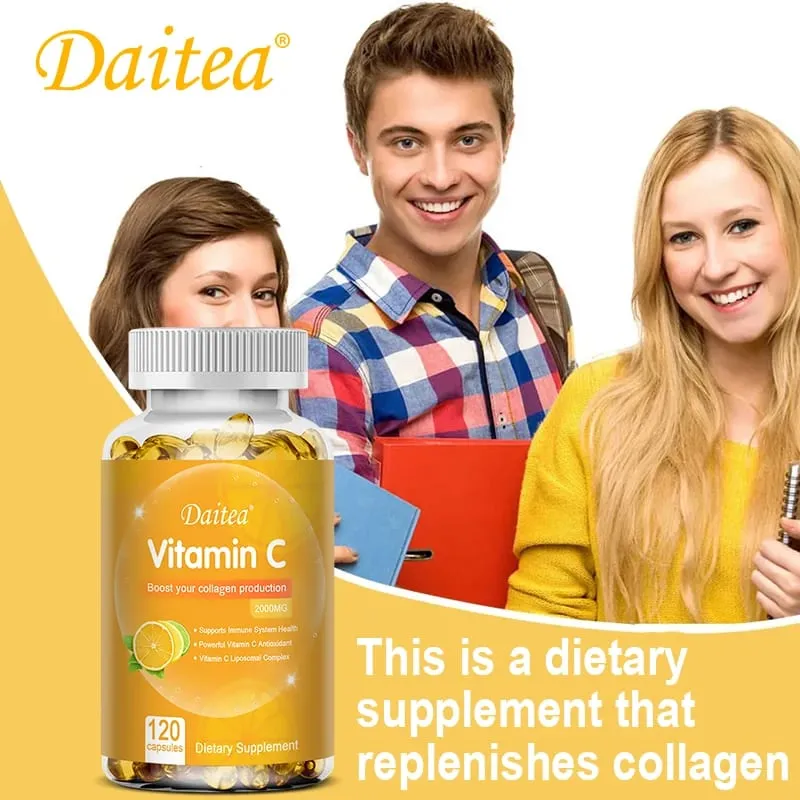 Capsule di vitamina C - 2000 mg promuovono la produzione di collagene, supportano la pelle e la salute immunitaria, potente antiossidante, 120 capsule — image 4