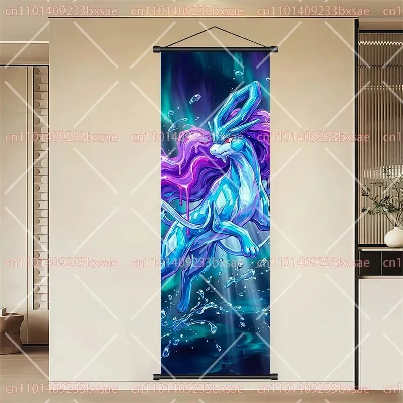 Peinture en rouleau HD de dessin animé Pokémon, Eevee, Pikachu, Suicune, Charizard, Mewtwo, décoration murale de fond, affiche, cadeau pour enfants — image 9